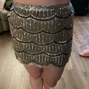 Forever 21 Medium Sequin Short Skirt. Scalloped edges. Lined.